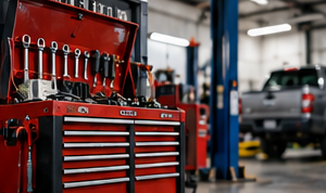 A red tool chest full of wrenches